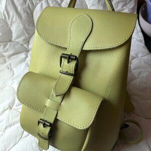 Pea Green Leather Mini Backpack